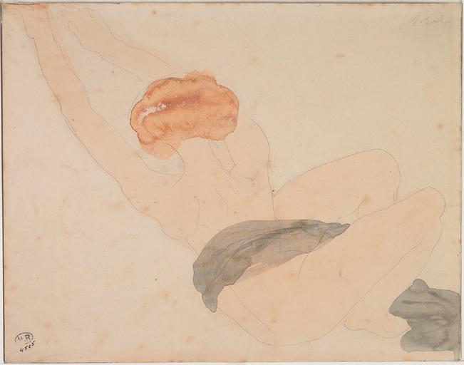 FEMME NUE ASSISE VERS LA DROITE, BRAS ET DOS TENDUS VERS LA GAUCHE_0