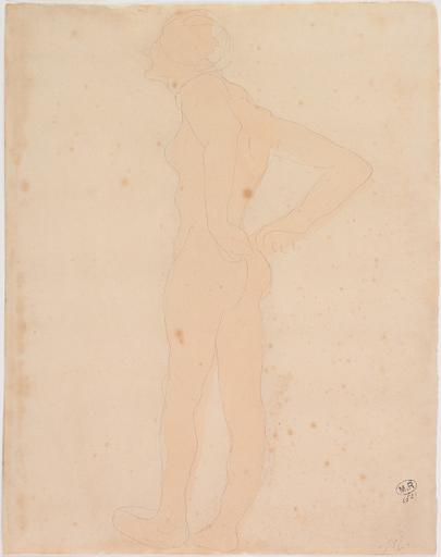FEMME NUE, DE PROFIL VERS LA GAUCHE, LES MAINS AUX HANCHES_0