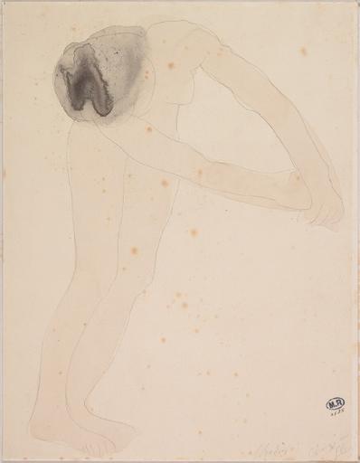 CHANGE EN FLEUR, FEMME NUE PENCHEE EN AVANT, LES BRAS TENDUS VERS LA DROITE_0