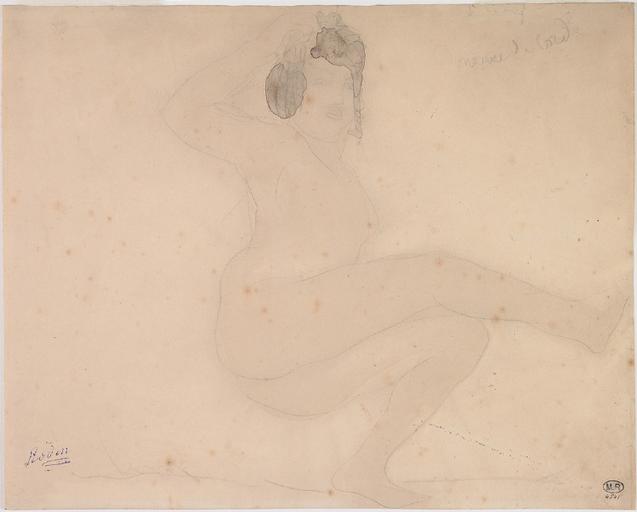 DANSEUSE DE CORDE, FEMME NUE ACCROUPIE, EN SUSPENS SUR UNE JAMBE, UN BRAS SUR LA TETE_0