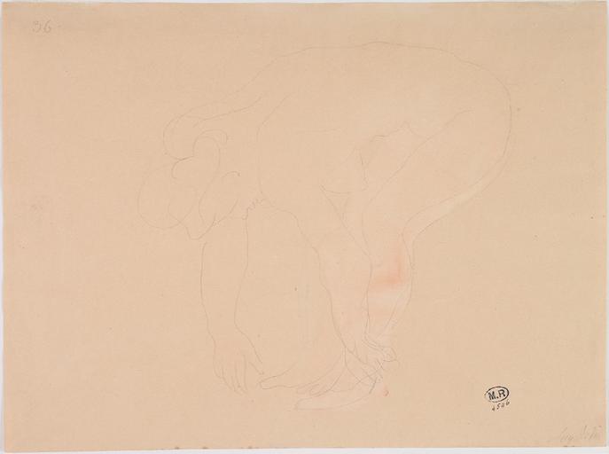 FEMME NUE PENCHEE EN AVANT ET DE PROFIL VERS LA GAUCHE_0