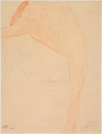 LA POESIE, FEMME NUE, LE CORPS PENCHE SUR LA JAMBE DROITE LEVEE_0