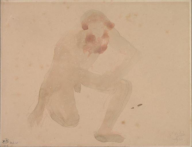 ULYSSE, HOMME NU ET BARBU, EN GENOU AU SOL_0