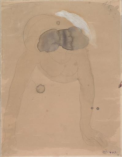 FEMME NUE DE FACE, ALLONGEE SUR LE VENTRE ET LES BRAS TENDUS EN AVANT_0