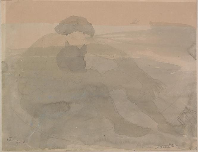 ULYSSE DIT LA BARQUE OU LE NUAGE, HOMME NU BARBU ASSIS DANS UNE BARQUE_0