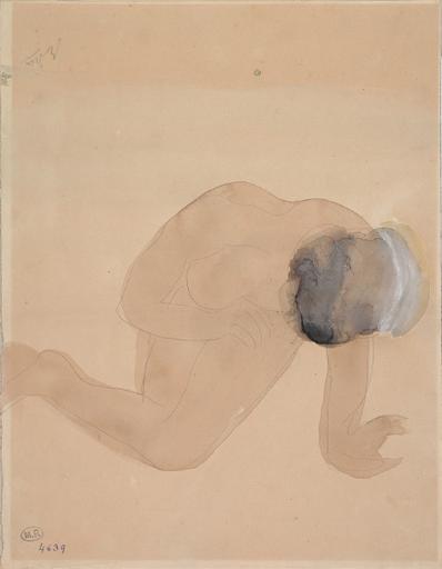 FEMME NUE ASSISE DE FACE ET PENCHEE EN AVANT_0