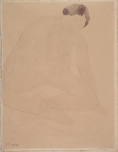 FEMME NUE ASSISE EN TAILLEUR ET DE FACE_0