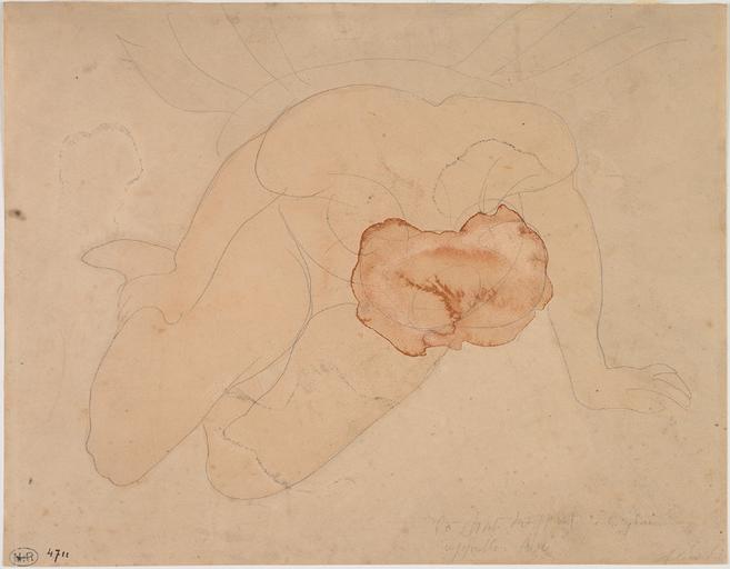LA CHUTE DU JOUR, FEMME NUE A DEMI ALLONGEE, DE FACE ET PENCHEE EN AVANT. L'OMBRE DESCEND SUR LE JARDIN (LE JARDIN DES SUPPLICES D'OCTAVE MIRBEAU, 1902)_0