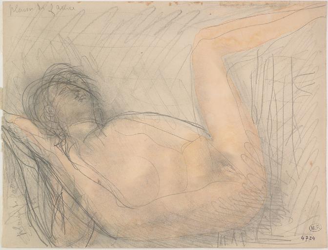PLAISIR DE FAUNE, FEMME NUE ASSISE DE FACE, MAINTENANT UNE JAMBE HAUT LEVE_0