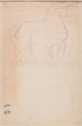 CHEVAL ATTELE A UNE CHARRETTE, AU VERSO CHEVAL SUR UN SOCLE_1