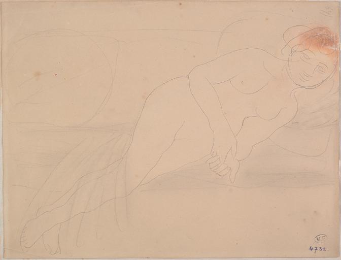 FEMME NUE ALLONGEE SUR LE COTE_0