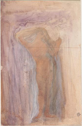 FEMME NUE LES MAINS AUX CHEVEUX DENOUES_0