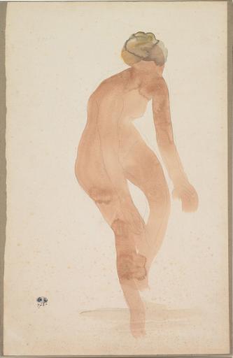 FEMME NUE PENCHEE EN AVANT, UN PIED SOULEVE_0
