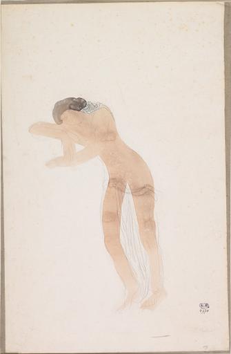 FEMME A DEMI NUE, LE VISAGE POSE AU CREUX D'UN BRAS_0