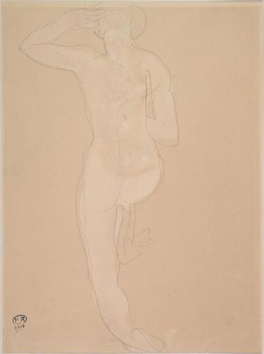 FEMME NUE DE DOS UN GENOU EN TERRE_0