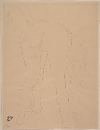 FEMME NUE DE DOS, PENCHEE EN AVANT ET LES MAINS AU SOL_0