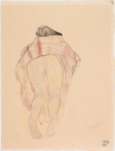 FEMME A QUATRE PATTES VUE DE DOS ET LE VETEMENT RELEVE JUSQU'A LA TAILLE_0