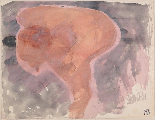 FEMME NUE DE PROFIL VERS LA GAUCHE ET PENCHEE EN AVANT_0