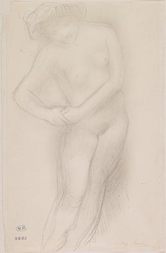 FEMME NUE AUX MAINS JOINTES, AU VERSO ESQUISSE D'UN VISAGE DE PROFIL_0