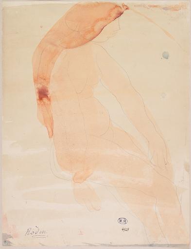 FEMME NUE ASSISE VERS LA DROITE ET LES CHEVEUX DENOUES_0