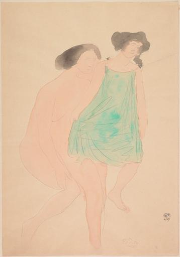 DEUX FEMMES, L'UNE ASSISE ET NUE, L'AUTRE VETUE ET DEBOUT_0