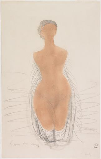 BRUME DU SOIR, FEMME NUE AGENOUILLEE DE FACE ET LES MAINS DANS LE DOS_0