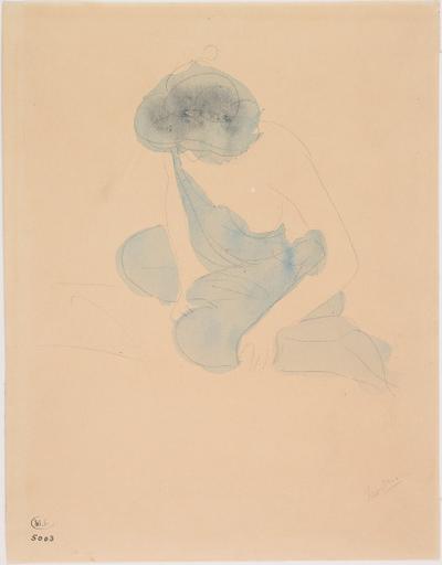 FEMME VETUE ASSISE ENTRE LES TALONS_0