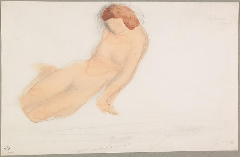 LA BONNE PLANETE, FEMME NUE A DEMI ALLONGEE, LES JAMBES REPLIEES SOUS ELLE_0