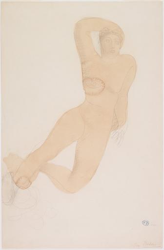 FEMME NUE, UN GENOU EN TERRE, UNE MAIN SUR LA TETE_0