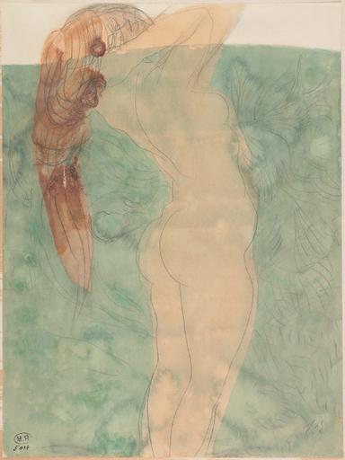 FEMME NUE DE PROFIL AUX CHEVEUX DENOUES_0