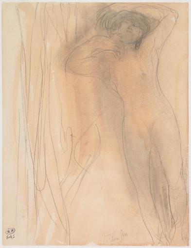 TORTURE DE FEU, FEMME NUE DEBOUT, UN BRAS ENTOURANT LE VISAGE_0