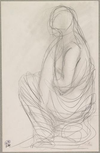 FEMME DRAPEE ASSISE VERS LA GAUCHE_0