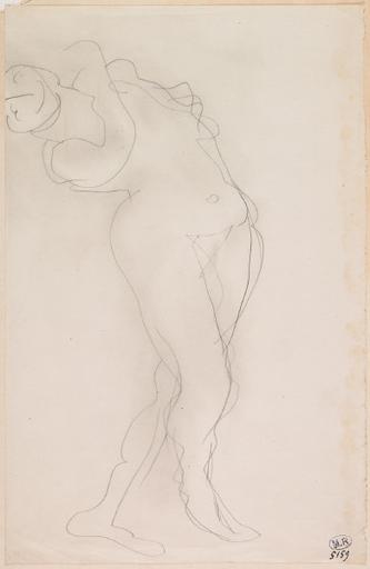 FEMME NUE DEBOUT AUX JAMBES CROISEES ET AU BUSTE RENVERSE VERS L'ARRIERE_0