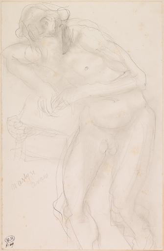 L'AVARE, HOMME NU ET BARBU, LES MAINS JOINTES SUR UNE BOITE_0