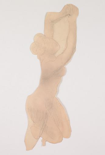 FEMME NUE AGENOUILLEE, LES MAINS JOINTES AU DESSUS DU VISAGE_0