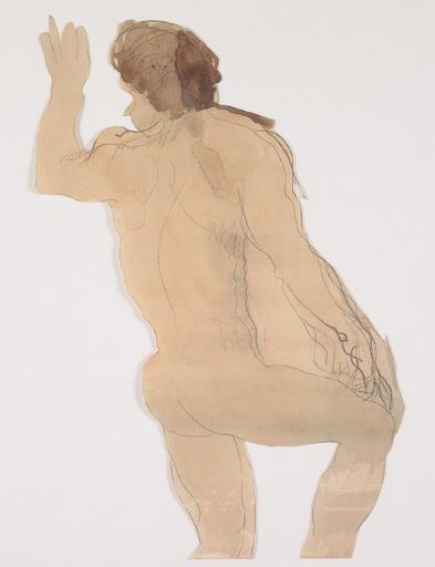 FEMME NUE, A MI-DOS ET A MI-JAMBES, UN BRAS LEVE_0