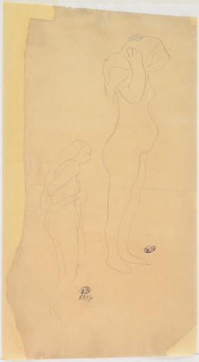 DEUX FEMMES NUES DE PROFIL, L'UNE, LES MAINS AUX CHEVEUX, L'AUTRE, UN BRAS AU DOS_0