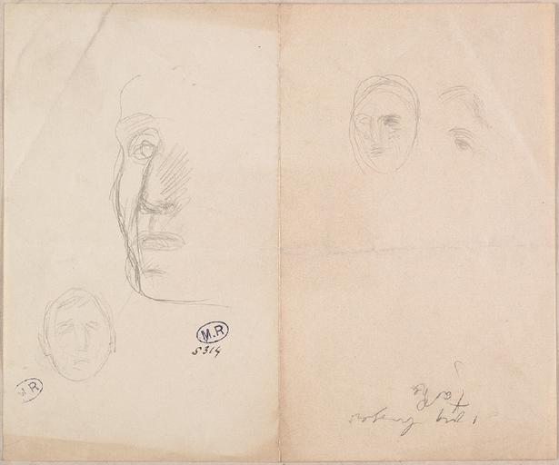 ETUDES POUR LE PORTRAIT DE BENOIT XV, DE FACE, DE TROIS-QUARTS VERS LA GAUCHE, DE FACE ET L'OEIL DROIT, AU VERSO DEUX ETUDES DE LA BOUCHE ET PROFIL DE BENOIT XV_0