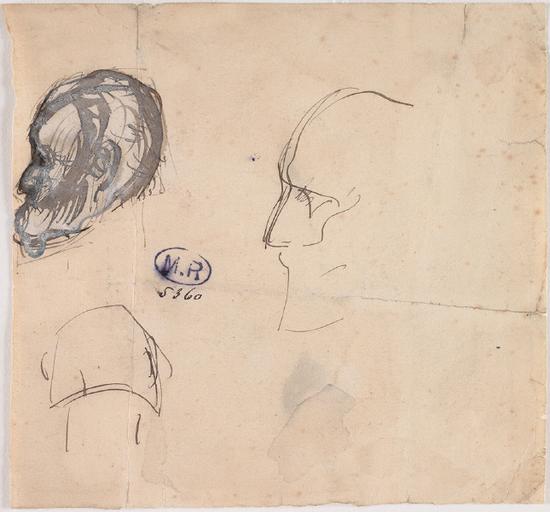 DEUX PROFILS DE VICTOR HUGO ET ESQUISSE DE SA NUQUE_0