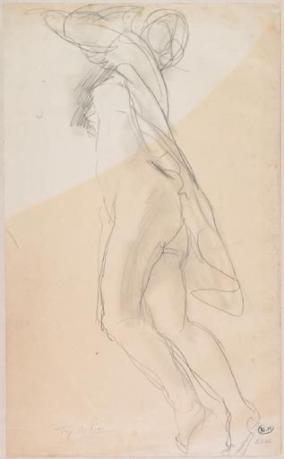 FEMME NUE DE PROFIL, UN VETEMENT SUR LES REINS, AU VERSO FEMME NUE ASSISE, UNE JAMBE REJETEE VERS L'ARRIERE_0
