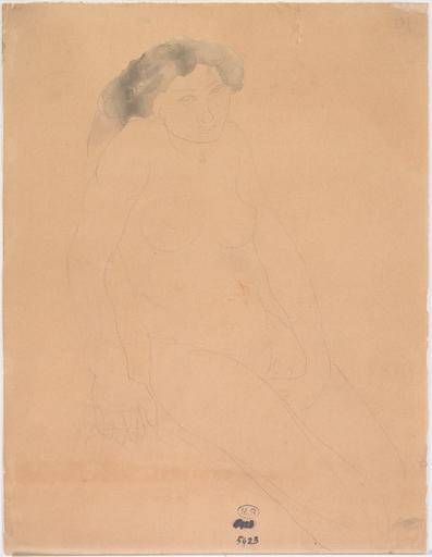 FEMME NUE ASSISE VERS LA DROITE, UNE MAIN AU SEXE_0