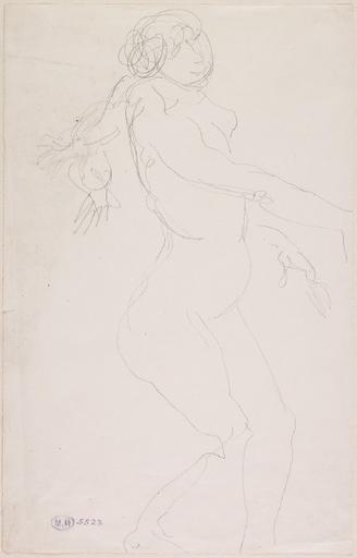 FEMME NUE DANS UN MOUVEMENT DE DANSE VERS LA DROITE_0