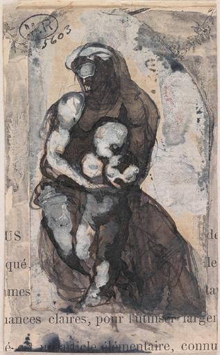 OMBRES PARLANT A DANTE ET VIRGILE, AU VERSO DEUX PERSONNAGES NUS ET DE PROFIL_0