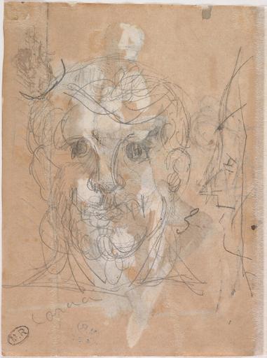 OMBRES D'HOMME ET D'ENFANT, AU VERSO TETE D'HOMME BARBU ET PROFIL SUR LA DROITE_1