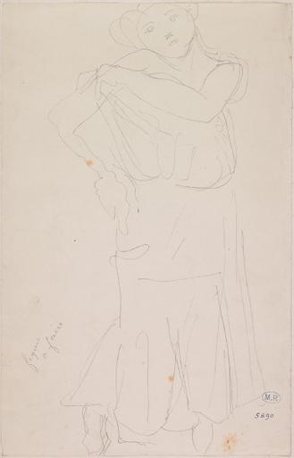 FEMME DRAPEE, UNE MAIN A L'EPAULETTE DU VETEMENT_0