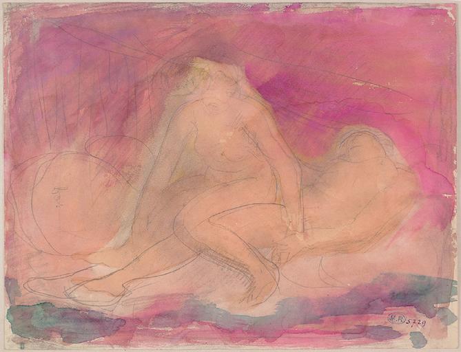 DEUX FEMMES NUES, L'UNE ASSISE ET L'AUTRE ALLONGEE_0