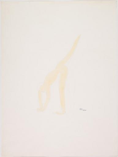 FEMME NUE DE PROFIL, PENCHEE EN AVANT, UNE JAMBE LEVEE_0