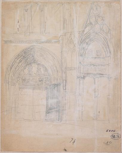FACADE D'EGLISE A MANTES, AU VERSO PORCHE_0