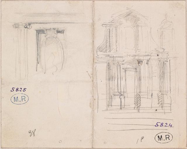 FACADE DE L'EGLISE NOTRE DAME DE LA GLORIETTE A CAEN ?, A GAUCHE CARTOUCHE_0