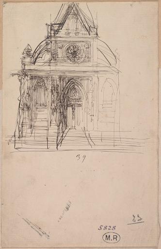 FACADE DE L'EGLISE ST JACQUES ET ST CHRISTOPHE A HOUDAN, ?_0